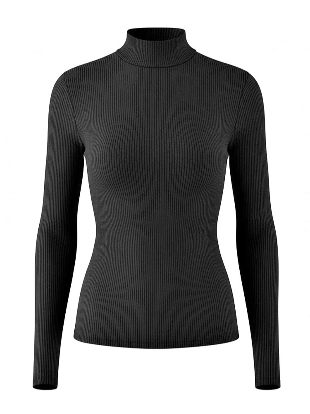 Madewell Drapey Rib Long-Sleeve Mockneck Top in Black